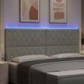 vidaXL LED hlavová doska s LED pásikmi Svetlosivá 200 cm Zamat