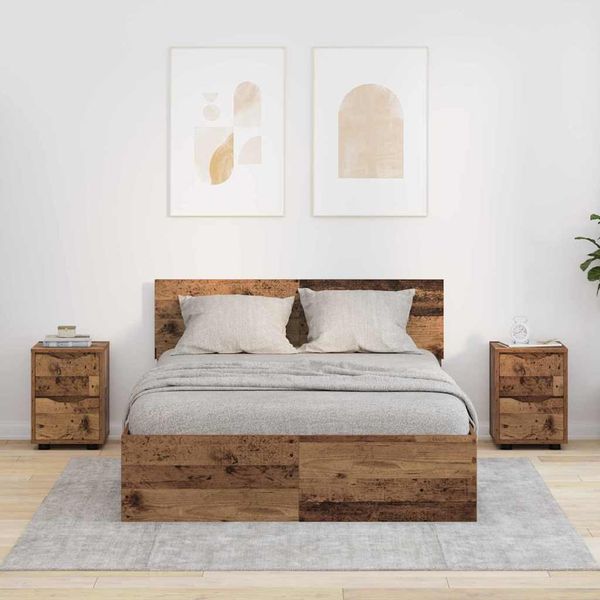 vidaXL Nočné stolíky so zásuvkou 2 pcs Staré drevo 30,5 x 30 x 43 cm