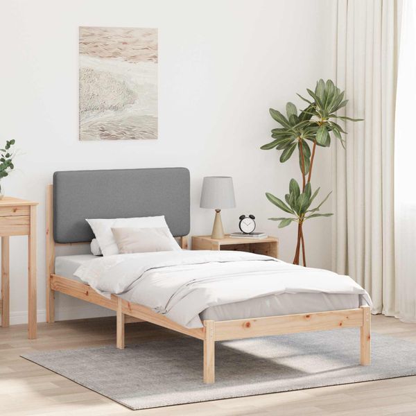 vidaXL Rám postele s čalúneným čelom Svetlosivá 90 x 200 cm