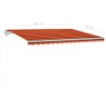 vidaXL Automatická markíza,LED a senzor vetra 400x300cm,oranžová/hnedá