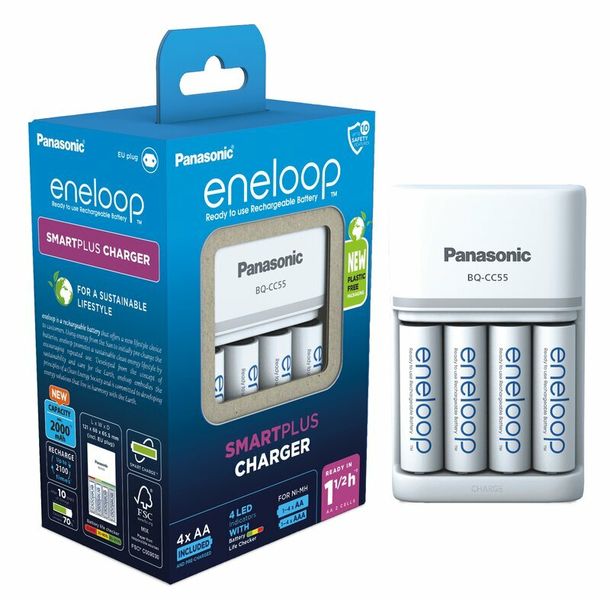 K-KJ55MCC40E Panasonic Eneloop EKO nabíjačka BQ-CC55 + 4x nabíjateľné batérie R6/AA 2000 mA