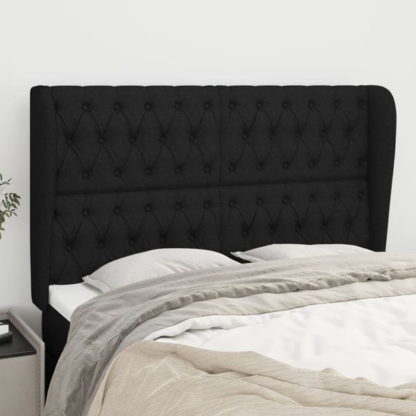 vidaXL Čelo postele so záhybmi čierne 147x23x118/128 cm látka