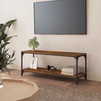 vidaXL TV skrinka dymový dub 100x33x41 cm spracované drevo a oceľ