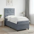 vidaXL Posteľ boxspring s matracom Tmavosivá Jednoduchý Zamat