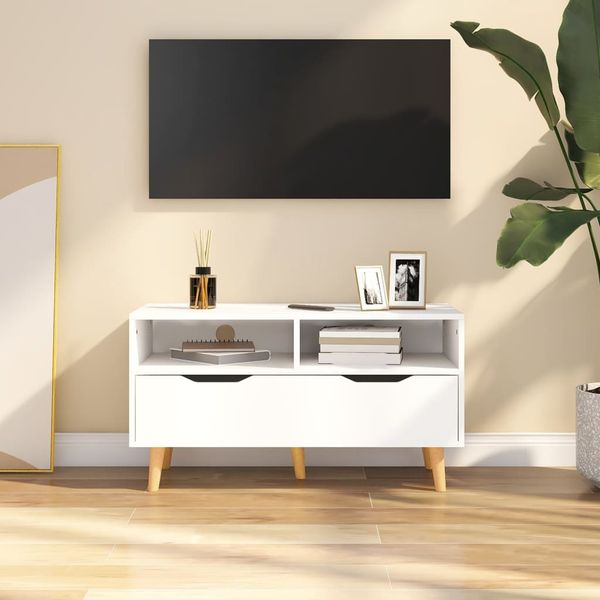 vidaXL TV skrinka, biela 90x40x48,5 cm, kompozitné drevo