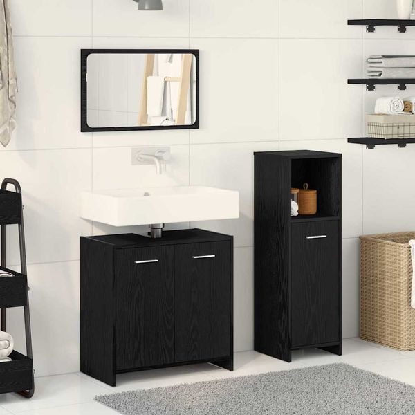vidaXL Sada kúpeľňového nábytku 3 pcs Čierny dub Kompozitné drevo