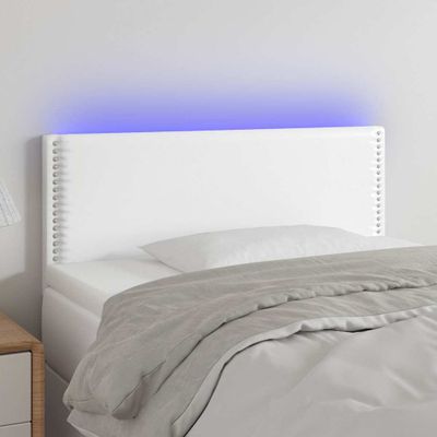 vidaXL Čelo postele s LED biele 80x5x78/88 cm umelá koža