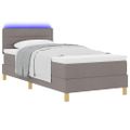 vidaXL LED box s pružinami s čelnou doskou Sivohnedá 90 x 200 cm látka