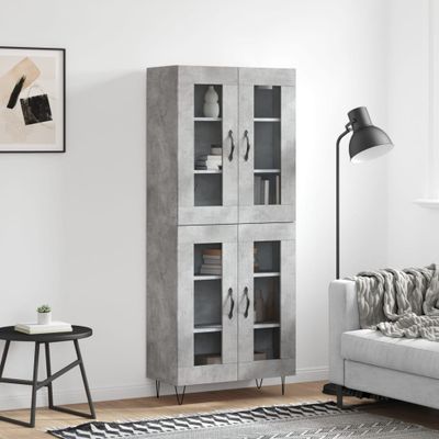vidaXL Vysoká skrinka betónová sivá 69,5x34x180 cm spracované drevo