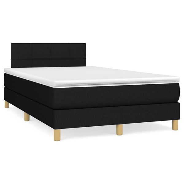 vidaXL Boxspring posteľ s matracom a LED, čierna 120x190 cm, látka