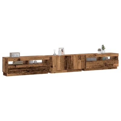 vidaXL TV skrinka s LED svetlami, staré drevo, 300x35x40 cm, umelé drevo