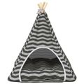 vidaXL Psí teepee s vankúšom Biela a šedá 60 x 60 x 70 cm Polyester