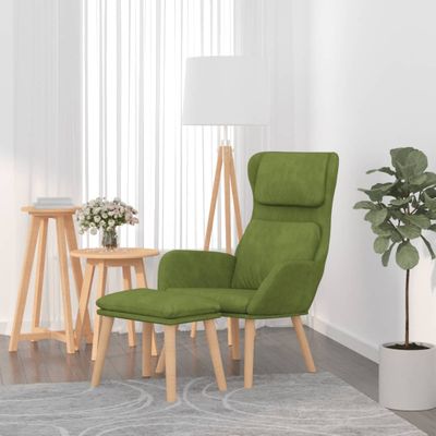vidaXL Relaxačné kreslo s podnožkou bledozelené zamat