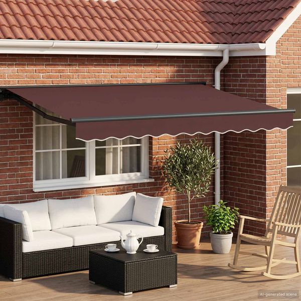 vidaXL Ručná skladacia markíza Hnedá 3 x 2 m Polyester s PU povrchom