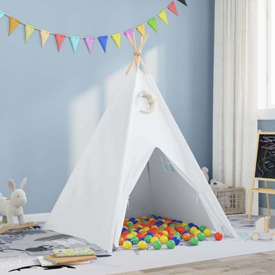 vidaXL Teepee stan Biela 120 x 120 x 150 cm Textil a plast