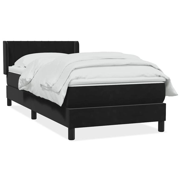 vidaXL Posteľný rám boxspring s matracom čierny 90x220 cm zamat