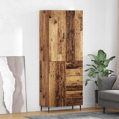 vidaXL Highboard 2 pcs Staré drevo Drevovláknitá doska a sklo