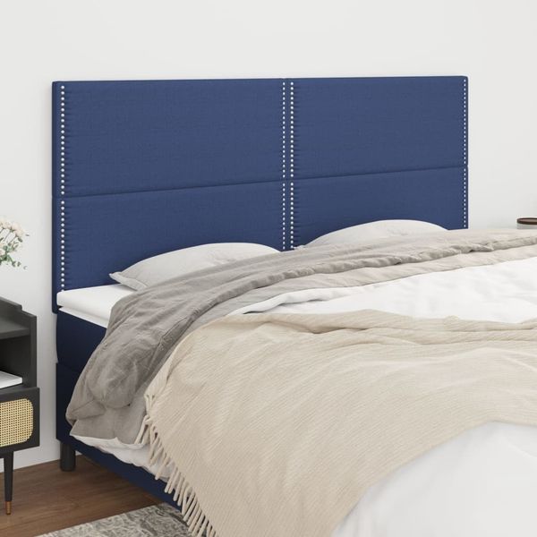 vidaXL Čelo postele modré 200x5x118/128 cm látkové