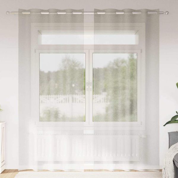 vidaXL Voile záclona so záclonami 2 pcs Krémová 260 x 140 cm Polyester