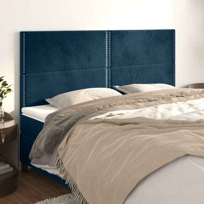 vidaXL Čelo postele tmavomodré 160x5x118/128 cm zamatové