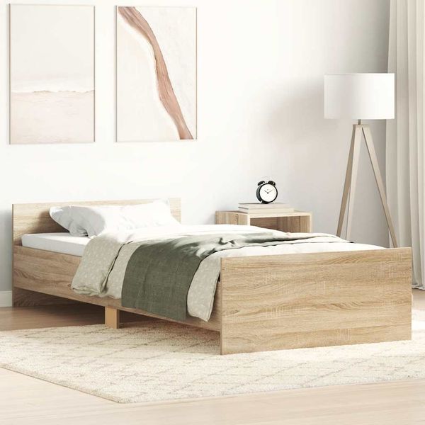 vidaXL Posteľný rám bez matraca dub sonoma 75x190 cm kompozitné drevo