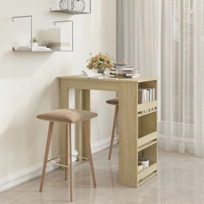 vidaXL Barový stôl+regál, dub sonoma 102x50x103,5cm, kompozitné drevo