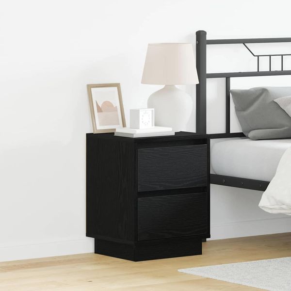 vidaXL Nočný stolík so zásuvkou 2 pcs Čierny dub 39 x 34,5 x 50 cm