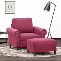vidaXL Kreslo s podnožkou vínovo-červené 60 cm zamat