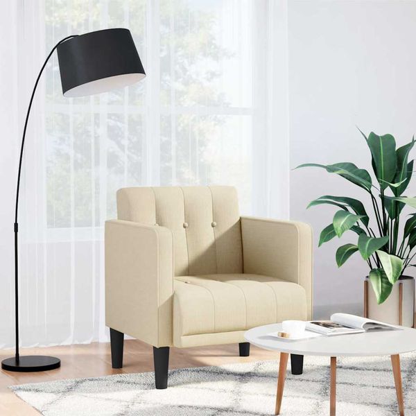 vidaXL Rozkladacia pohovka s podrúčkami, krémová, 53 cm, látka