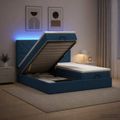 vidaXL Ottoman posteľ s matracom a LED Modrá 200 x 200 cm Látka