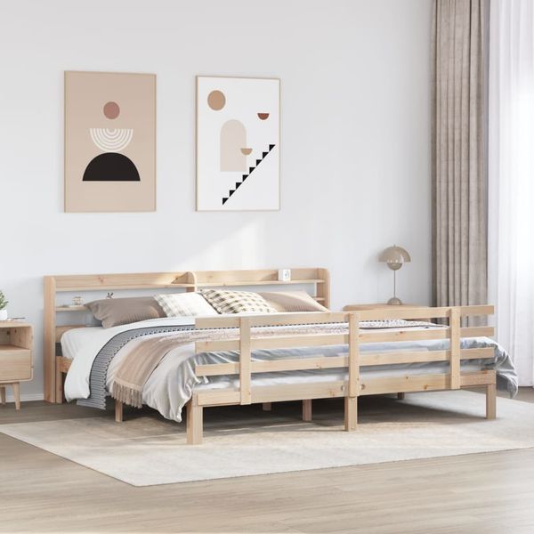 vidaXL Posteľný rám s čelom 200x200 cm masívna borovica
