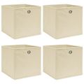 vidaXL Úložné boxy 4 ks, krémové 32x32x32 cm, látka