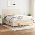 vidaXL Posteľný rám boxspring s matracom krémový 180x200 cm látka