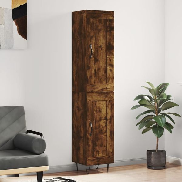 vidaXL Vysoká skrinka dymový dub 34,5x34x180 cm spracované drevo