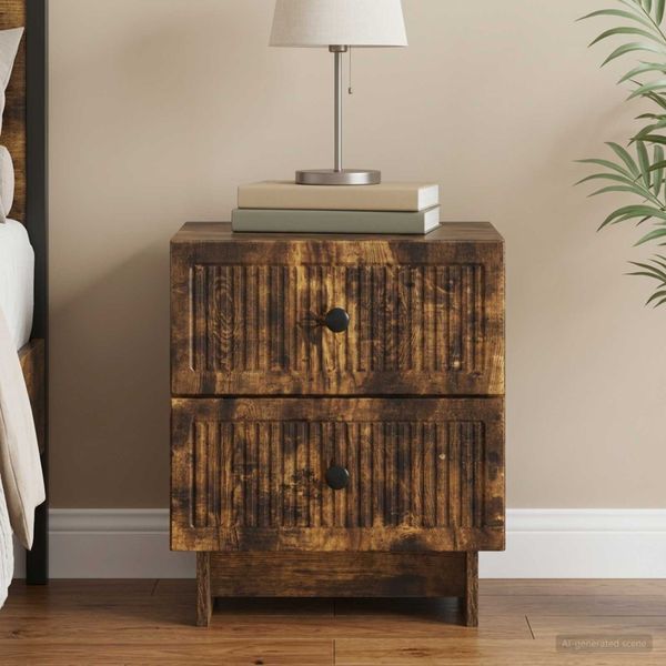 vidaXL Nočný stolík Dymový dub 43 x 34,5 x 47,5 cm Kompozitné drevo