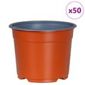 vidaXL Kulatý kvetináč 50 ks Tehlová Ø 10 x 8 cm Plast