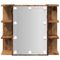 vidaXL Zrkadlová skrinka s LED Old Wood 70x16,5x60 cm