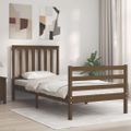vidaXL Posteľný rám s čelom medovohnedý 90x200 cm masívne drevo