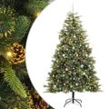 vidaXL Umelý vianočný stromček s pniškami Zelená 240 cm PVC a PE a kov