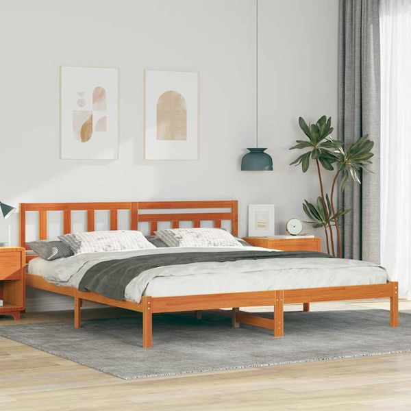vidaXL Rám postele Včelí hnedý 200 x 200 cm Masívne borovicové drevo
