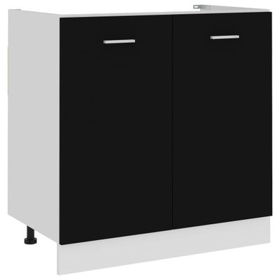vidaXL Skrinka pod drez “Lyon”, čierna 80x46x81,5 cm, kompozitné drevo