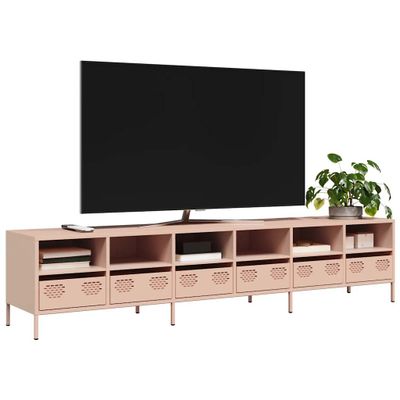 vidaXL TV skrinka ružová 202x39x43,5 cm oceľ valcovaná za studena