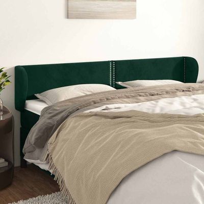 vidaXL Čelo postele so záhybmi tmavozelený 203x23x78/88 cm zamat