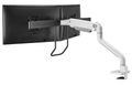 Neomounts DS75S-950WH2/Držák displeje/na stůl/17-27"/svorka+průch./VESA 100X100/nosn.2x8kg/plyn.píst/2 dis Držák, VESA, stolní, pro 2 ploché monitory, úhloprícka 17"–27", náklon 120°, otácení 180°, rotace 360°, nosnost 2×8kg, bílý