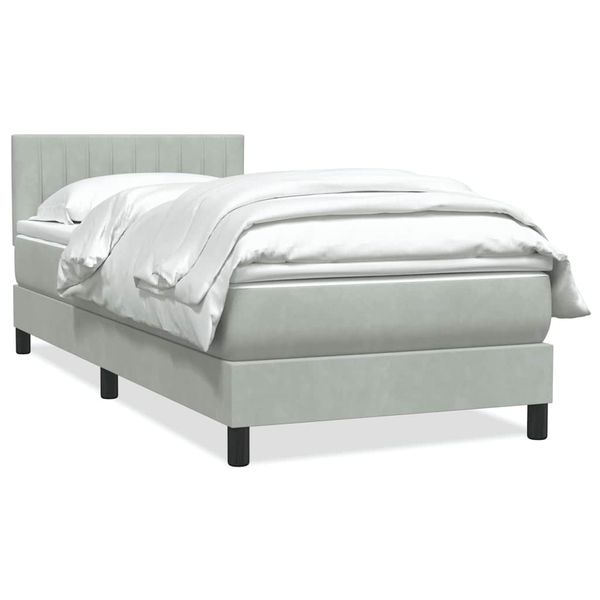 vidaXL Posteľný rám boxsping s matracom bledosivý 100x210 cm zamat