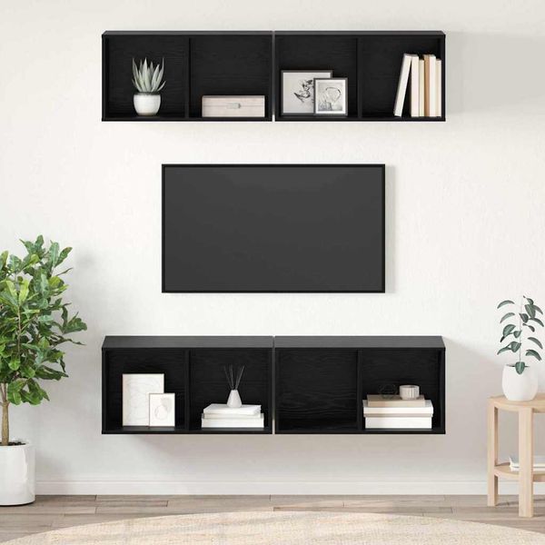 vidaXL Zostava TV skriniek Nástenný 4 pcs Čierny dub 37 x 37 x 72 cm