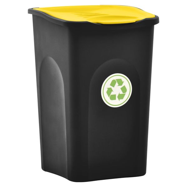 vidaXL Odpadkový kôš s vyklápacím vekom 50 l, čierno žltý
