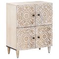vidaXL Servírovacia skriňa Biela 60 x 33,5 x 75 cm Masívne mango drevo