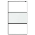 vidaXL Sprchová zástena 115x195 cm polopriehľadné ESG sklo čierna