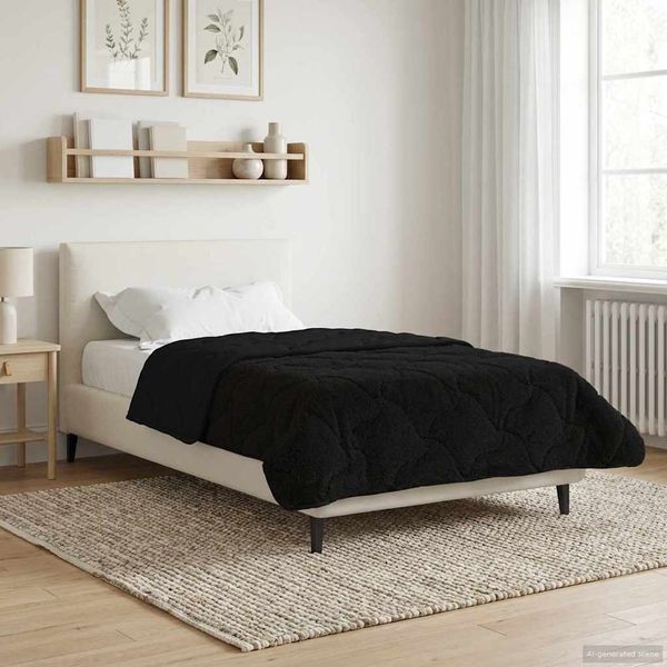 vidaXL Letná prikrývka Čierna 155 x 200 cm Mikrofáza a Teddy fleece